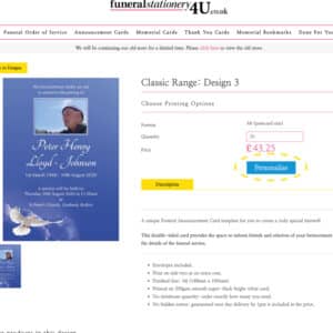 Funeral Stationery 4 U Easy Online Editing System - Classic Range - Funeral Stationery 4U