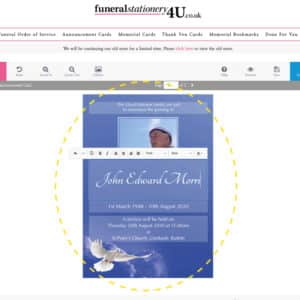 Funeral Stationery 4 U Easy Online Editing System - Funeral Stationery 4U