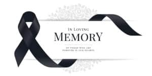 In Loving Memory message on a scroll